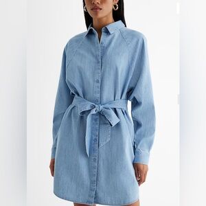 NWT Express Denim Boyfriend Portofino Shirt Dress size S
